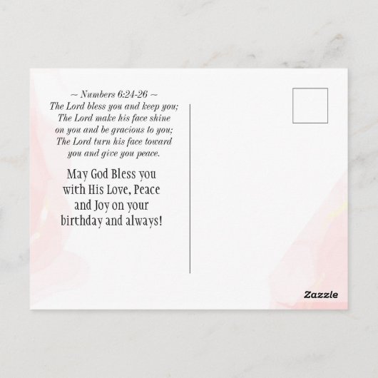 Geboortedatum: 6:24-26 Bijbelroze Floral Briefkaart (Achterkant)