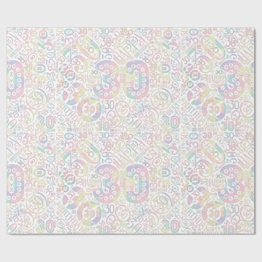 Geboortedatum Aantal Word Cloud Dertig A ID270 Cadeaupapier (Vlak)