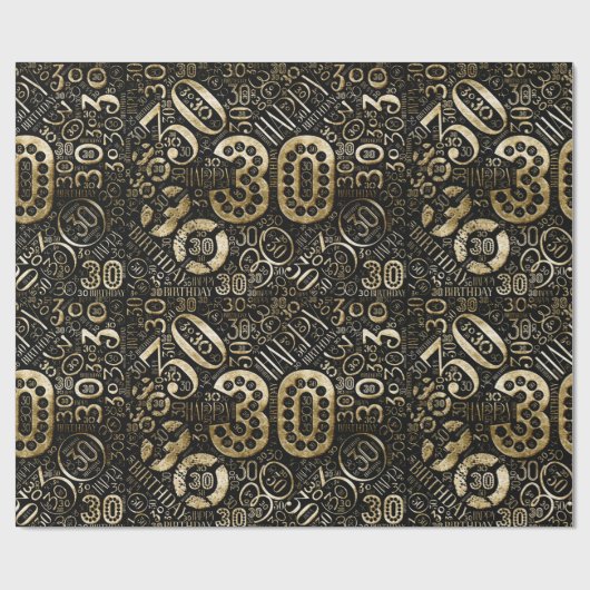 Geboortedatum Aantal Word Cloud Dertig C ID270 Cadeaupapier (Vlak)