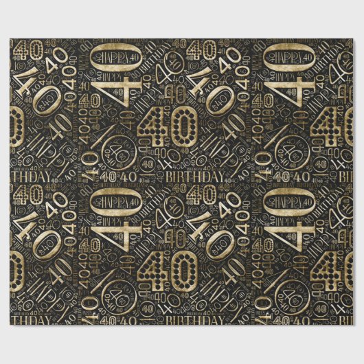 Geboortedatum Aantal Word Cloud Forty C ID270 Cadeaupapier (Vlak)