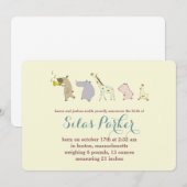 Geboortedatum baby Animal Parade Kaart (Voorkant / Achterkant)