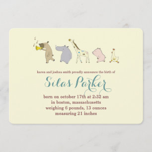 Geboortedatum baby Animal Parade Kaart
