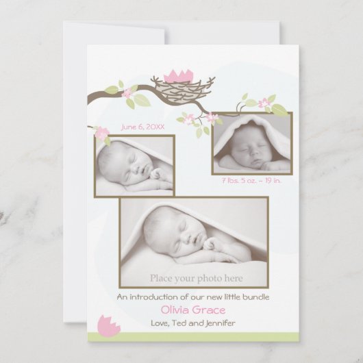 Geboortedatum: Baby Girl Aankondiging (Voorkant)