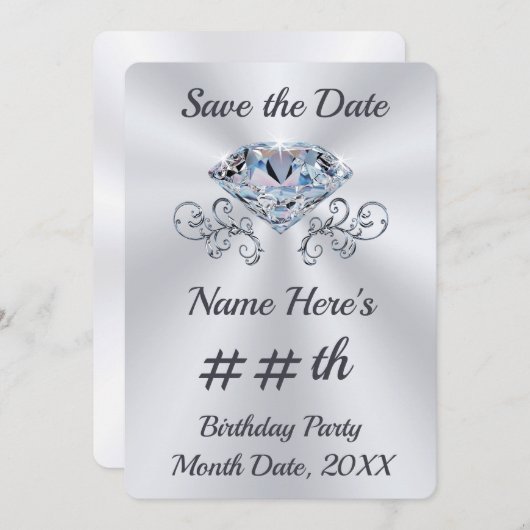 Geboortedatum: Bewaar de datum waarop de uitnodigi Kaart (Voorkant / Achterkant)