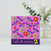 Geboortedatum: Bijen en bloemen B Kaart (Staand voorkant)