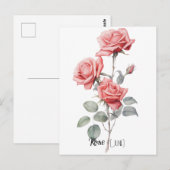 Geboortedatum Bloem Roos (juni) Briefkaart (Voorkant / Achterkant)