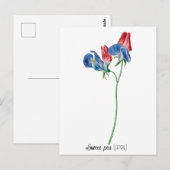 Geboortedatum Bloem Zoete erwt (april) Briefkaart (Voorkant / Achterkant)
