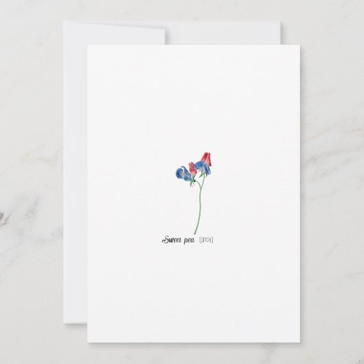 Geboortedatum Bloem Zoete erwt (april) Notitiekaartje (Achterkant)
