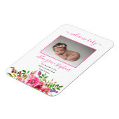 Geboortedatum: Boho Pink Floral Baby Girl Magneet (Linkerzijde)
