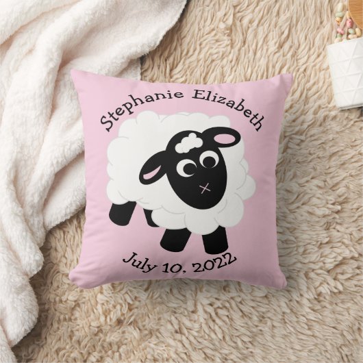 Geboortedatum Cartoon schapen Sierkussen (Deken)