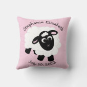 Geboortedatum Cartoon schapen Sierkussen (Achterkant)