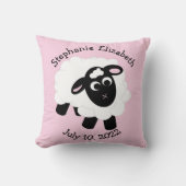 Geboortedatum Cartoon schapen Sierkussen (Voorkant)