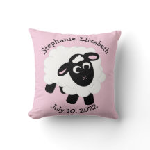Geboortedatum Cartoon schapen Sierkussen