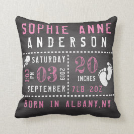 Geboortedatum: Chalkboard Baby Girl Kussen
