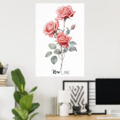 Geboortedatum Datum Bloem Roos (juni) Poster (Thuiskantoor)