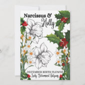 Geboortedatum, december, Narcissus, Holly, Birthda Feestdagenkaart (Voorkant)