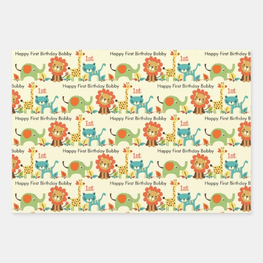 Geboortedatum en -leeftijd Giraffe 3 Inpakpapier Vel (Voorkant 2)