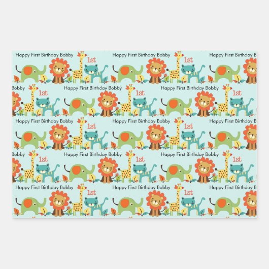 Geboortedatum en -leeftijd Giraffe 3 Inpakpapier Vel (Voorkant)