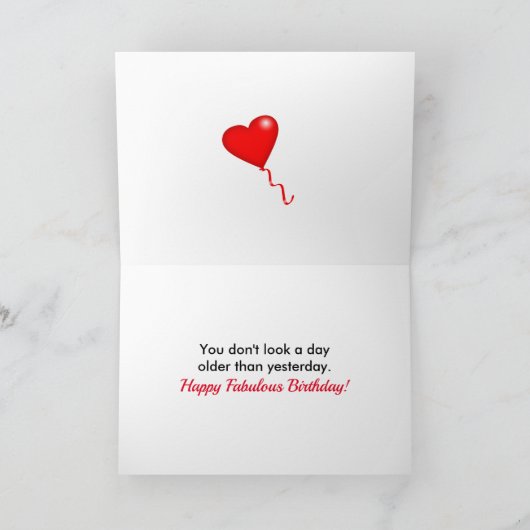 Geboortedatum: Foto 50 en Fabulous Red Heart Kaart (Binnen)