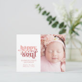 Geboortedatum Foto Briefkaart | Happy Soul (Staand voorkant)