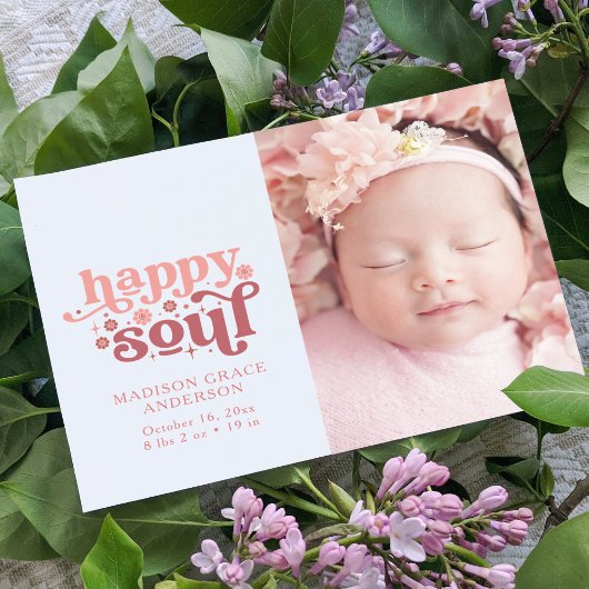Geboortedatum Foto Briefkaart | Happy Soul