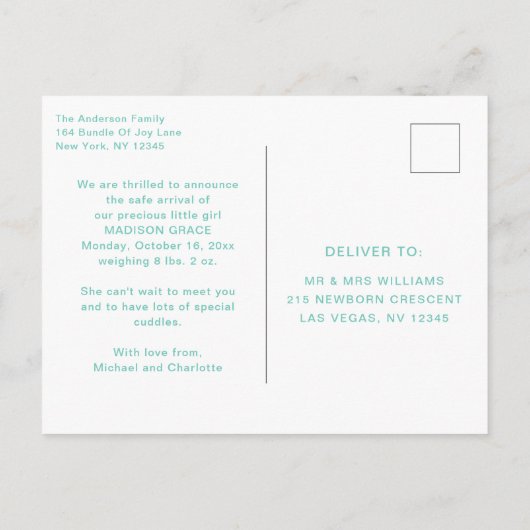 Geboortedatum Foto Briefkaart | Little Wonder (Achterkant)