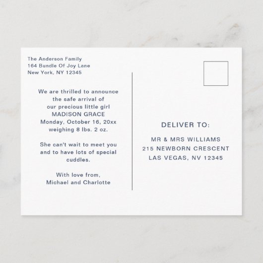 Geboortedatum Foto Briefkaart | Little Wonder (Achterkant)