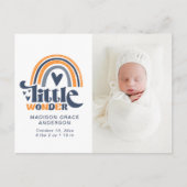 Geboortedatum Foto Briefkaart | Little Wonder (Voorkant)