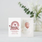 Geboortedatum Foto Briefkaart | Little Wonder (Staand voorkant)