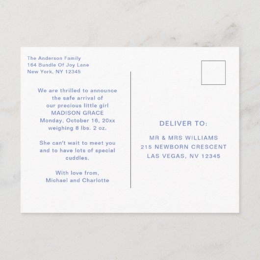 Geboortedatum Foto Briefkaart | Little Wonder (Achterkant)