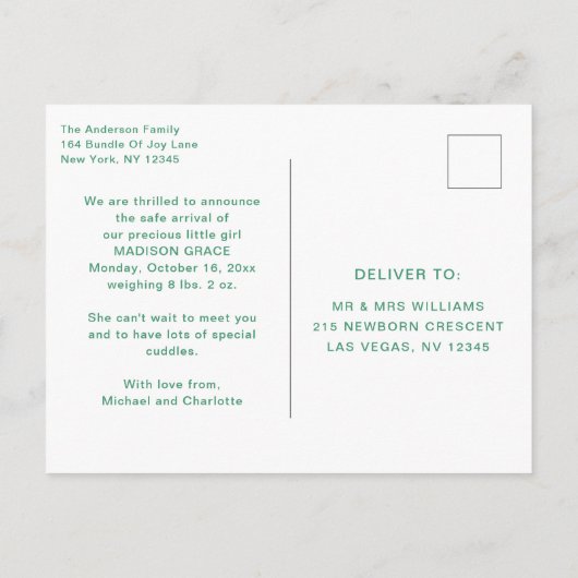 Geboortedatum Foto Briefkaart | Little Wonder (Achterkant)