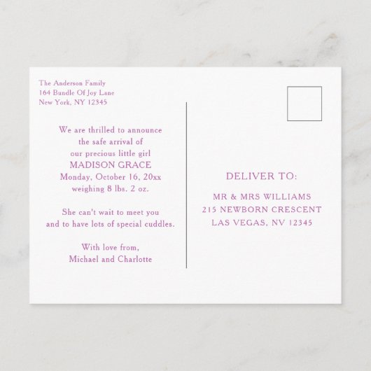 Geboortedatum Foto Briefkaart | Love Bug (Achterkant)