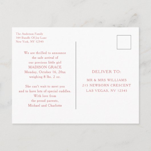 Geboortedatum Foto Briefkaart | Love Bug (Achterkant)