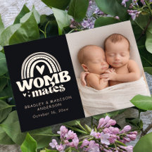 Geboortedatum Foto Briefkaart Womb Mates Folie