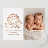 Geboortedatum Foto Briefkaart Womb Mates Folie (Voorkant)