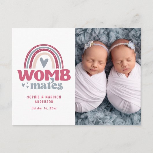 Geboortedatum Foto Briefkaart | Wombates (Voorkant)