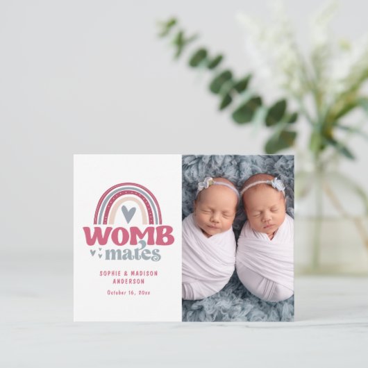 Geboortedatum Foto Briefkaart | Wombates (Staand voorkant)