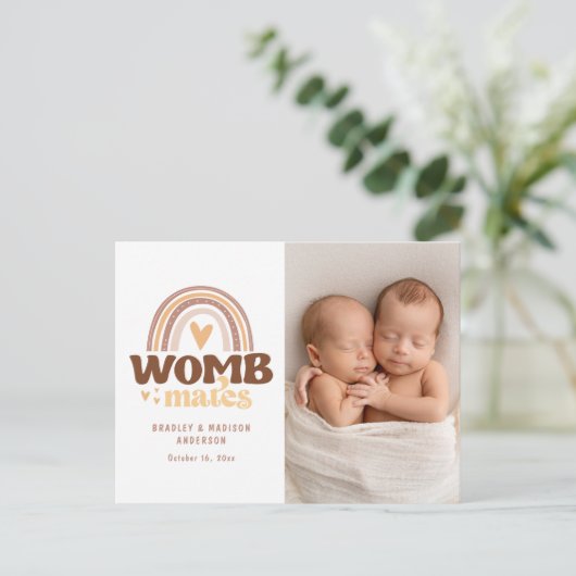 Geboortedatum Foto Briefkaart | Wombates (Staand voorkant)