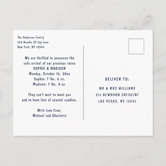 Geboortedatum Foto Briefkaart | Wombates (Achterkant)