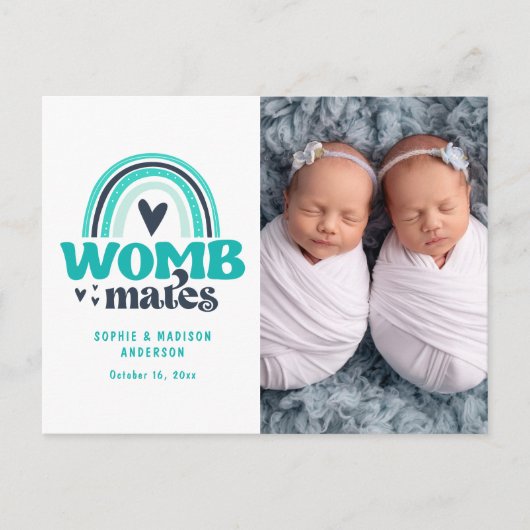 Geboortedatum Foto Briefkaart | Wombates (Voorkant)