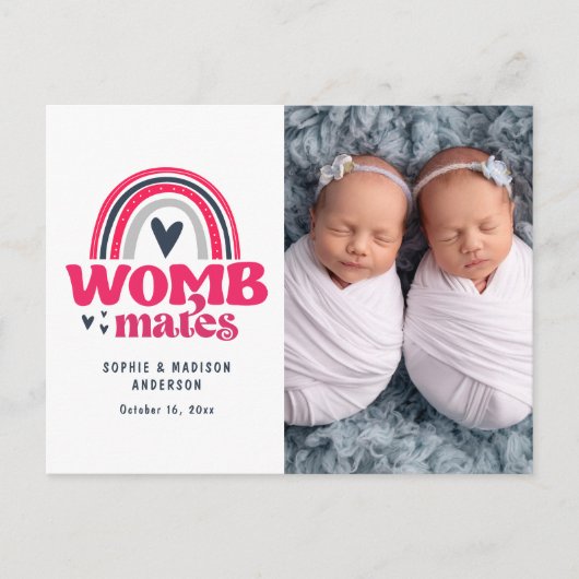 Geboortedatum Foto Briefkaart | Wombates (Voorkant)