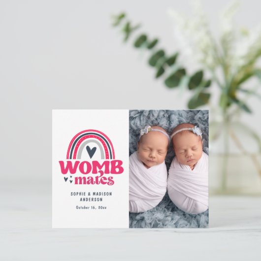 Geboortedatum Foto Briefkaart | Wombates (Staand voorkant)