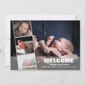 Geboortedatum Foto Collage|Vier Foto's Aankondiging (Voorkant)