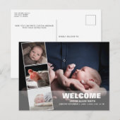 Geboortedatum Foto Collage|Vier Foto's Briefkaart (Voorkant / Achterkant)