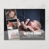 Geboortedatum Foto Collage|Vier Foto's Briefkaart (Voorkant)