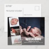 Geboortedatum Foto Collage|Vier Foto's Postc Briefkaart (Voorkant / Achterkant)