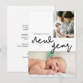 Geboortedatum Foto Happy Nieuwjaar bekendmaking Ba Feestdagenkaart (Voorkant / Achterkant)