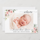 Geboortedatum: Fotokaart Rozen Aankondiging (Voorkant)