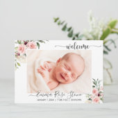 Geboortedatum: Fotokaart Rozen Aankondiging (Staand voorkant)