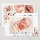 Geboortedatum: Fotokaart Rozen Aankondiging (Voorkant / Achterkant)